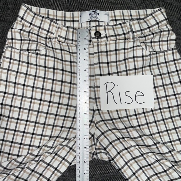 Hollister Ultra High Rise White‎ Plaid Pants Trousers Advanced Stretch Medium - Picture 5 of 8